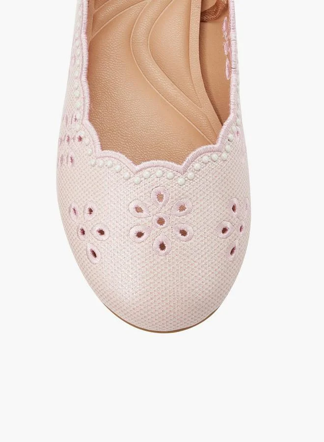 Little Missy PINK Girls Laser Cut Ballerina Shoes for Women | Best Price UAE